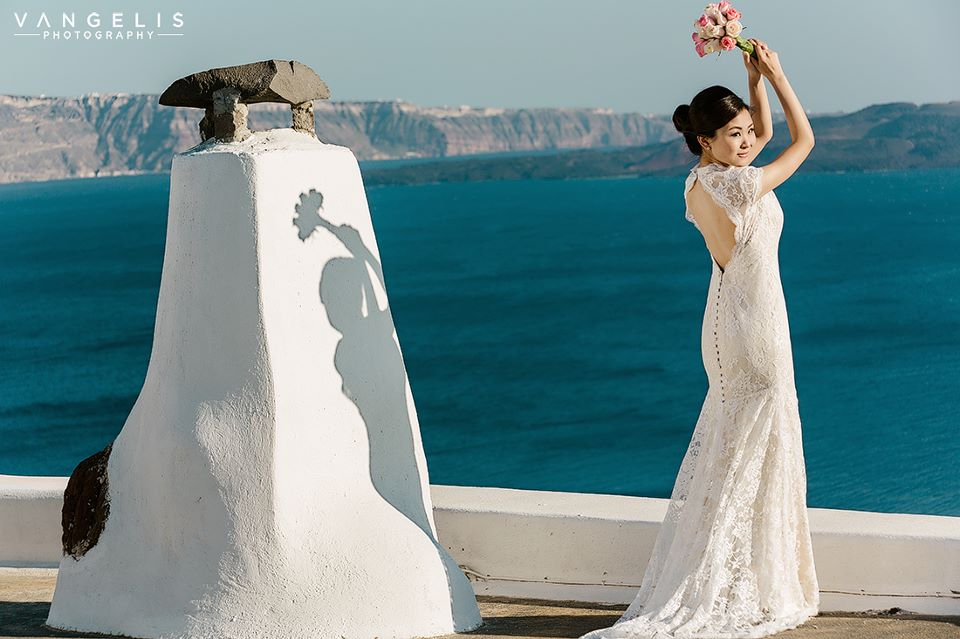 santorini asian makeup bride